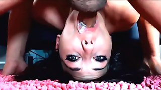 Sexy brunette wife gets throat fucked