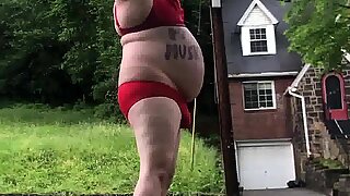 RYAN GERAGHTY IN PANTIES AND BRA IN FRONT OF HIS HOUSE