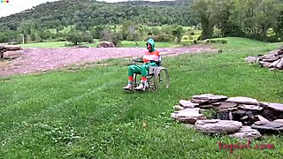 Shameless redhead chick gets humiliated and tied up to the wheelchair