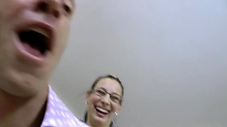 Naughty brunette does a professional blowjob to Rocco