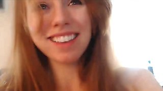 Redhead Hottie Fucks her Pussy with a Huge Dildo