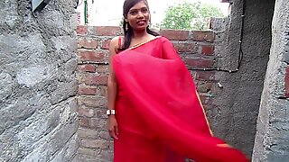 Hotteste bhabhi sari i sexet stil, rød farve saree handling