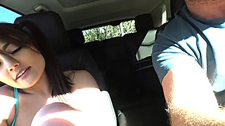 Adria Rae sucks huge cock in the car