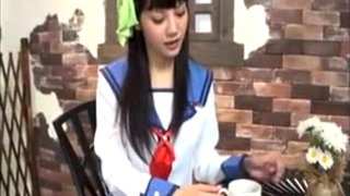 Japanese cosplay cum in face hole