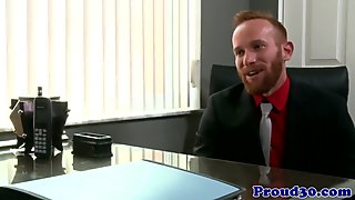 Mature red bears job interview cums to climax
