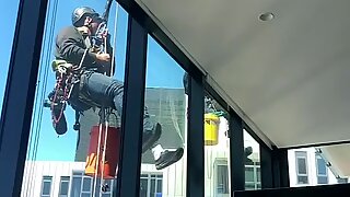 Flashing and cumming to window cleaners