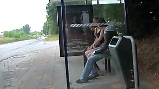 Public sex extreme bus stop threesome