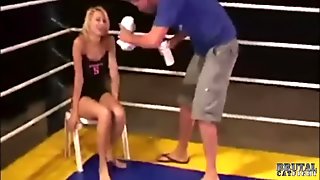 Wrestling blonde knockouted in wild threesome